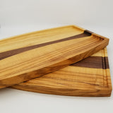 Spring Hill historic ash and walnut ribbon cutting board and serving try set