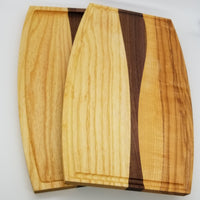 Spring Hill historic ash and walnut ribbon cutting board and serving try set