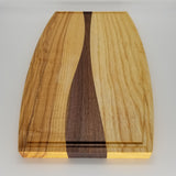 Spring Hill historic ash and walnut ribbon cutting board and serving try set