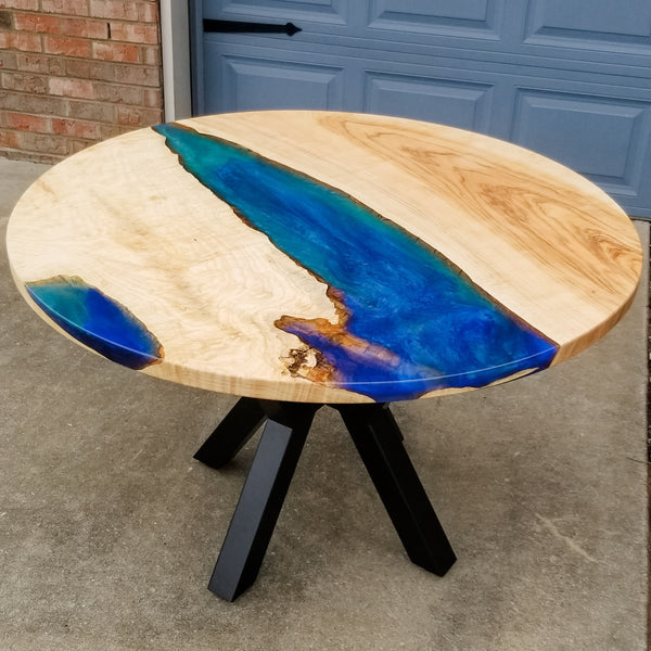 Round 48" live edge Ash and Resin table