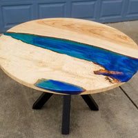 Round 48" live edge Ash and Resin table